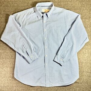 Brooks Brothers Blue Checkered Button Down Long Sleeve Shirt Mens Size XL